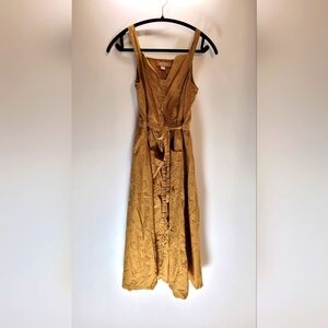 April Cornell Eyelets Summer Maxi Dress In Mustard Gold Color - Size Xxs